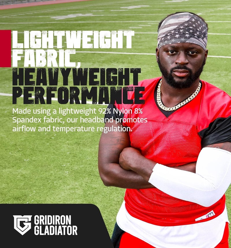 Gridiron Gladiator Football Bandana - Skull Headwrap, Sports Head Wrap for Men's Workout - Image 4